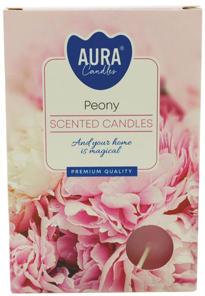 Bougies chauffe-plat parfumées à la pivoine (6 fleurs) dans une boîte pliante