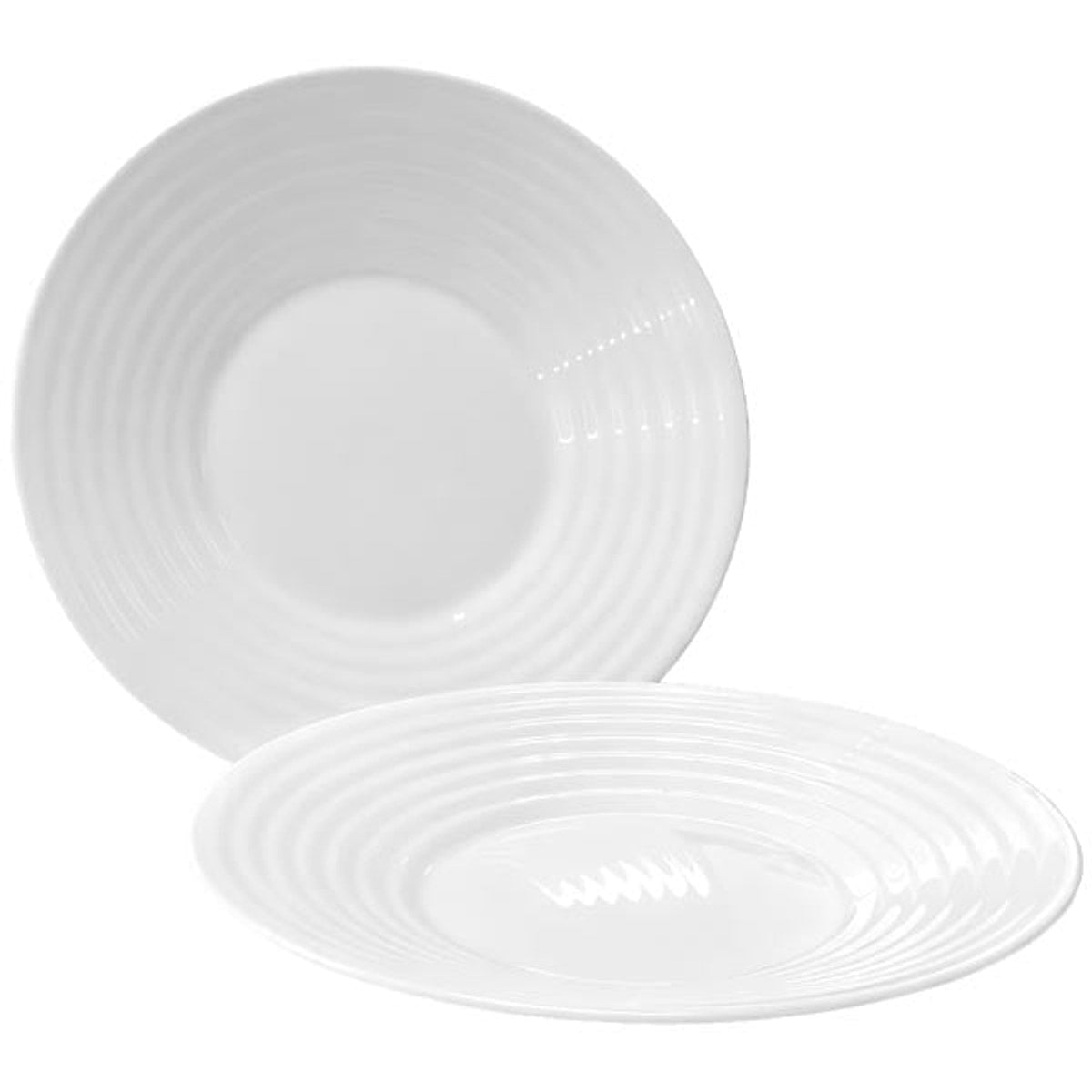 Assiette en opale, petite, 19 cm, blanche à relief cannelé