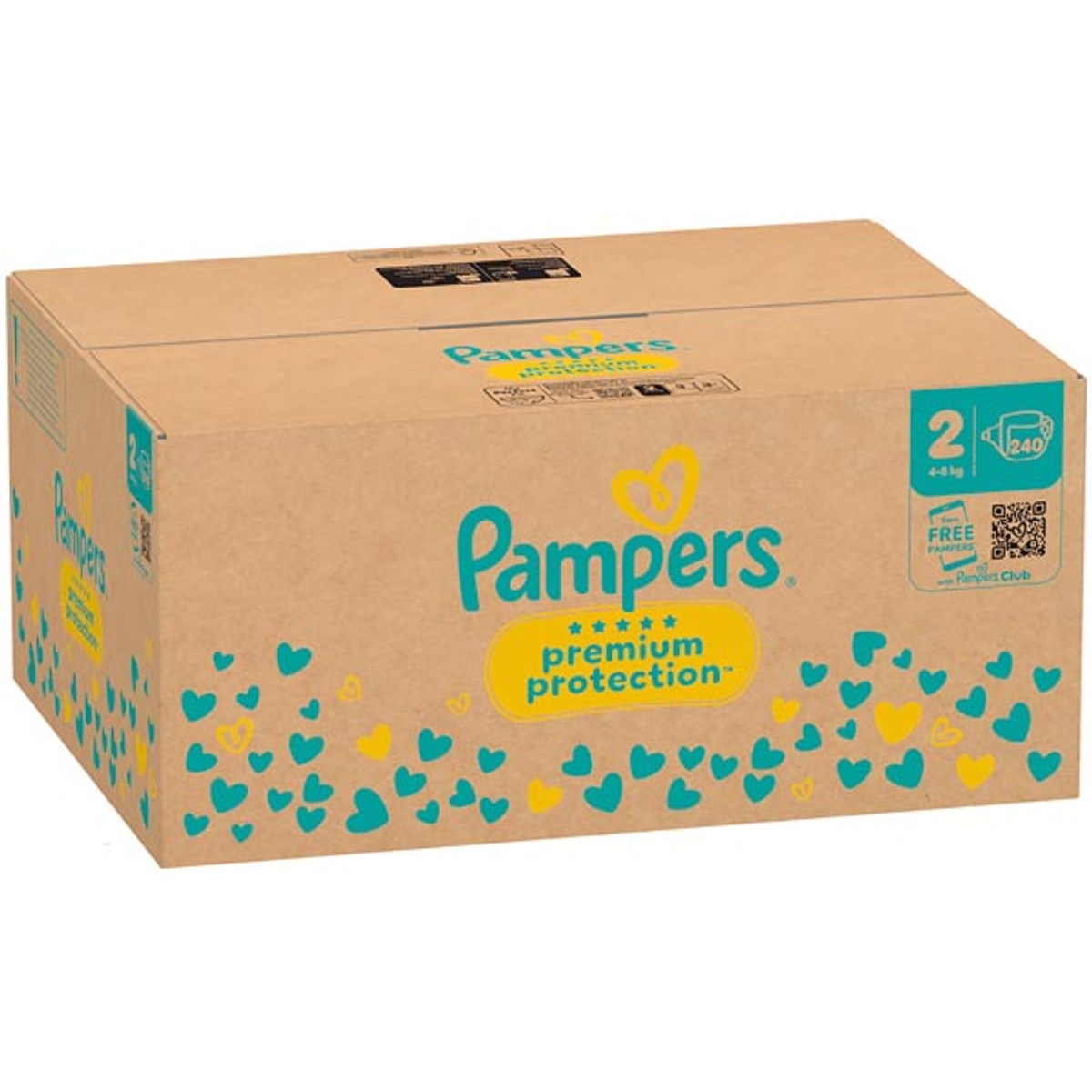 Pampers Protection Premium Taille 2, 240 pièces, 4-8 kg