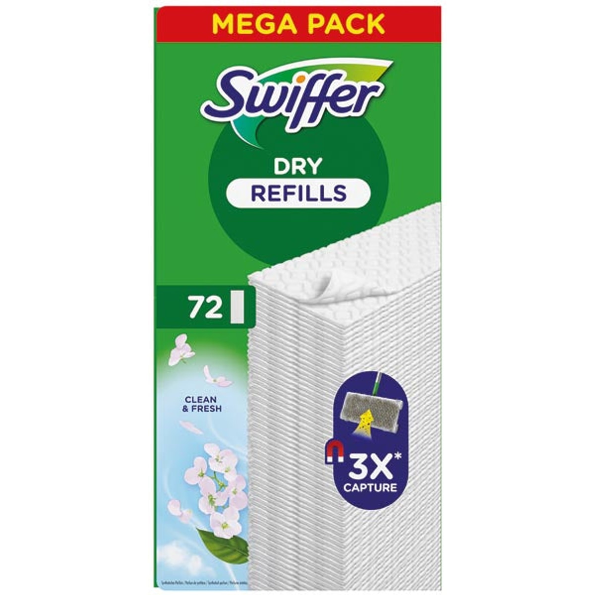 Recharges de lingettes Swiffer pour lingettes sèches, paquet de 72 unités