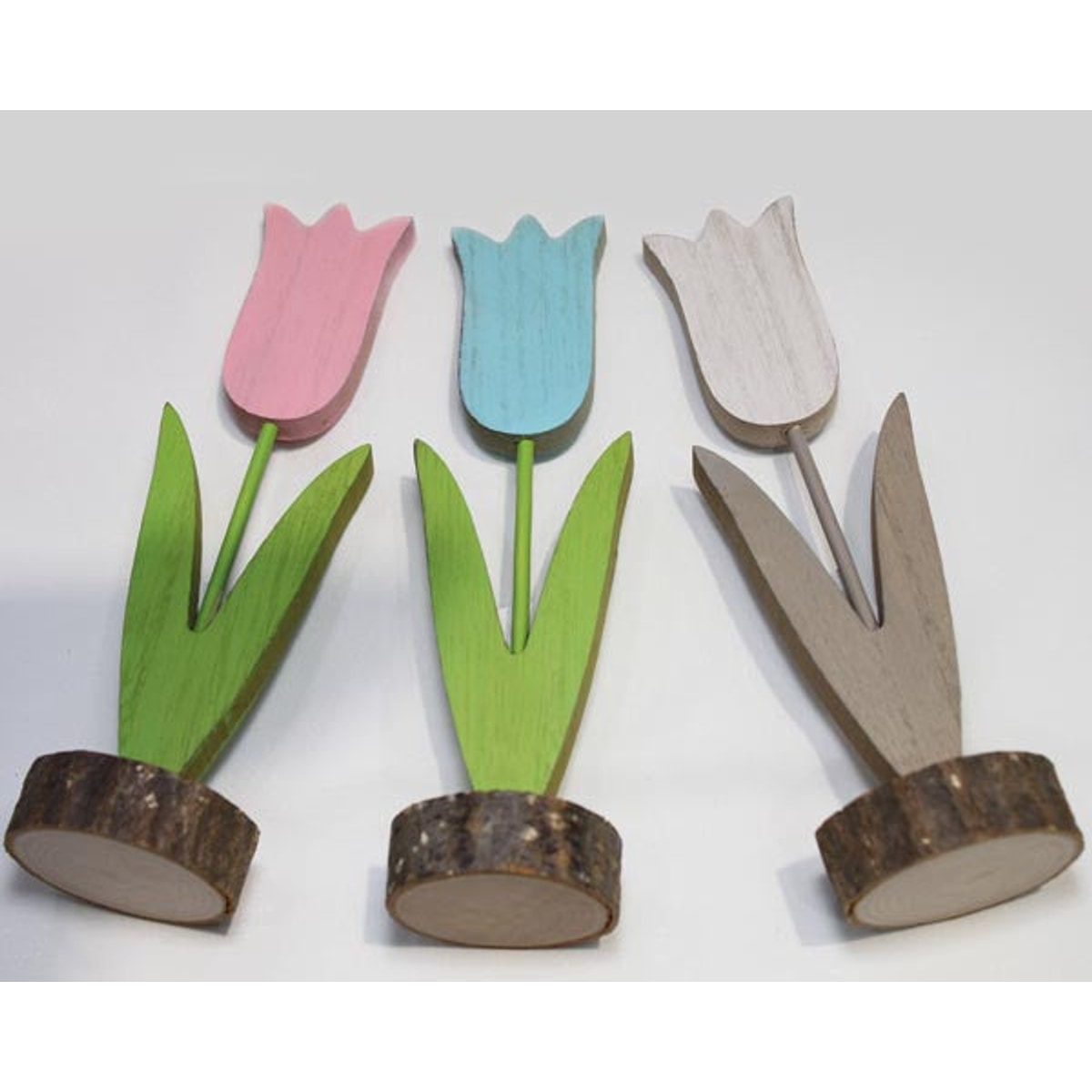 Tulipe en bois XL sur une rondelle de bois 5x5x19cm