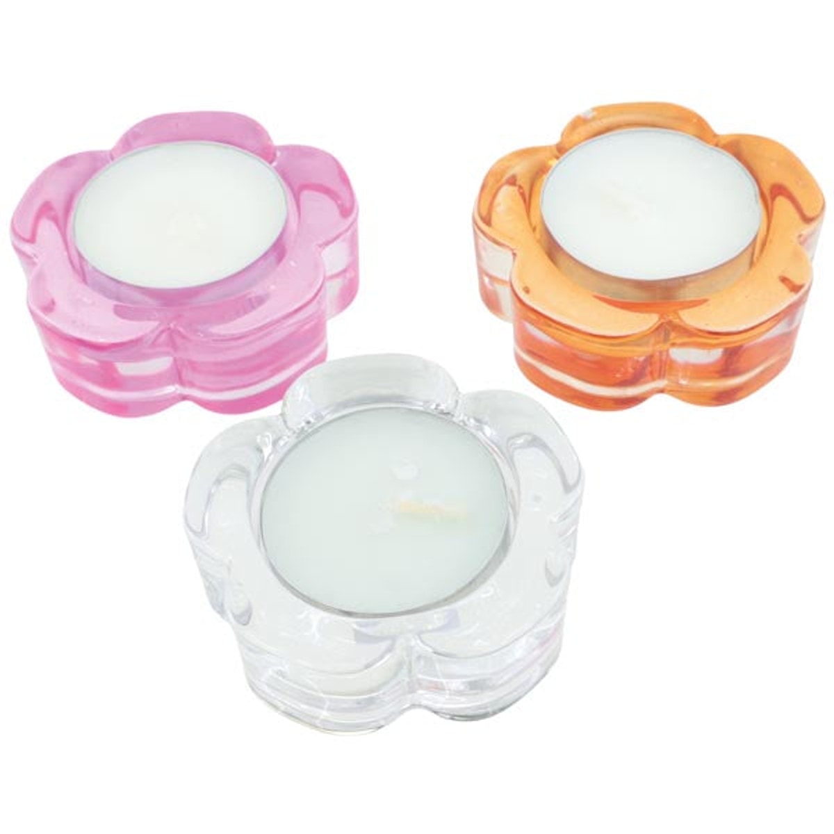 Porte-bougie chauffe-plat, forme de fleur, 6,4 x 2 cm, verre