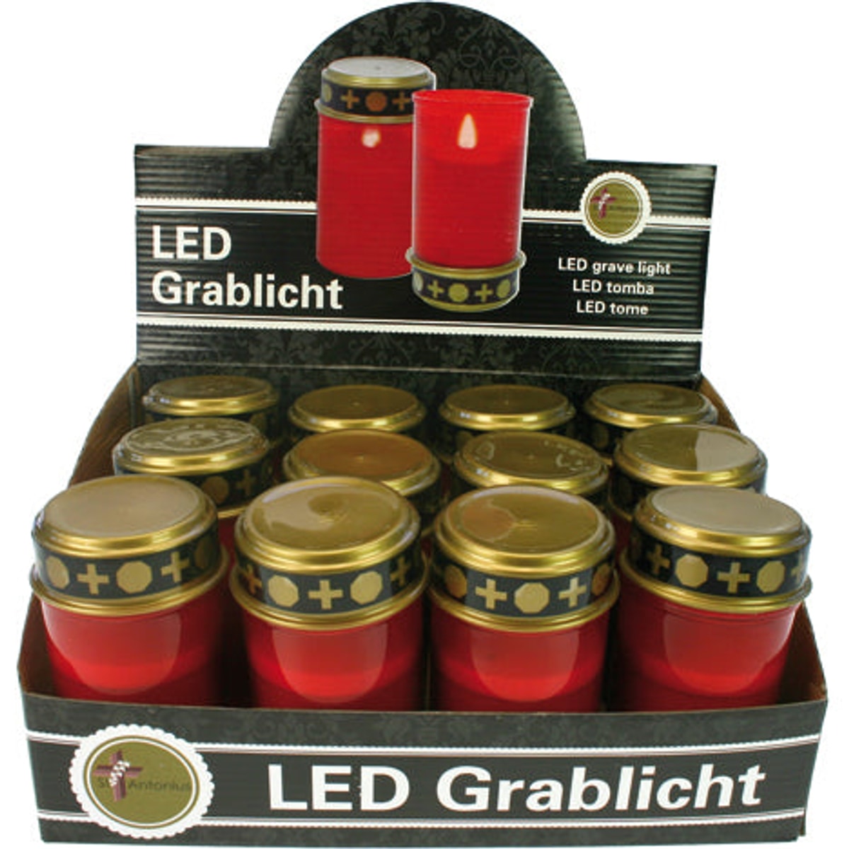 Lampe de tombe électrique rouge 12 cm i.Dis. sans pile
