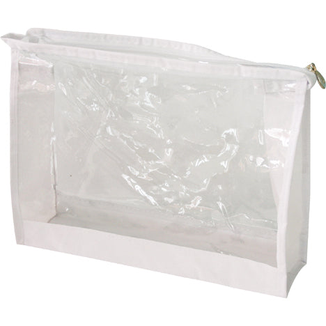 Trousse de toilette XL 23 x 18 x 5,5 cm blanche transparente