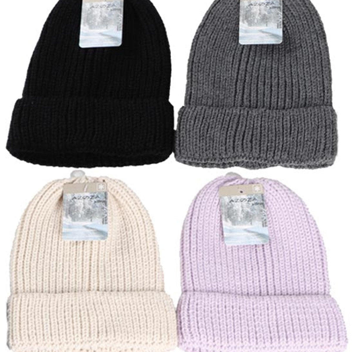 Bonnet d'hiver en maille pour femme, 4 couleurs assorties