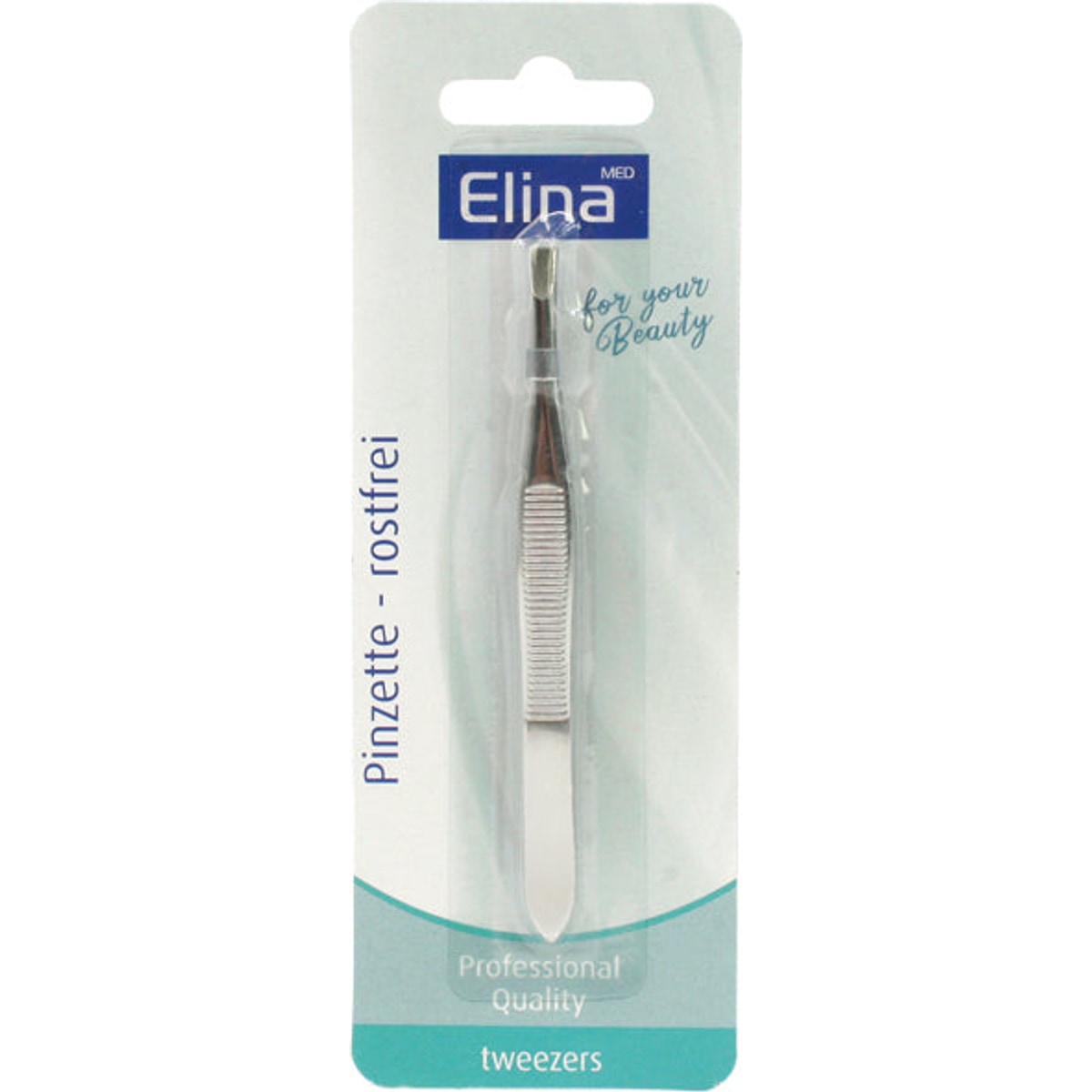 Pince à épiler ELINA 8,5 cm en acier inoxydable sur carte
