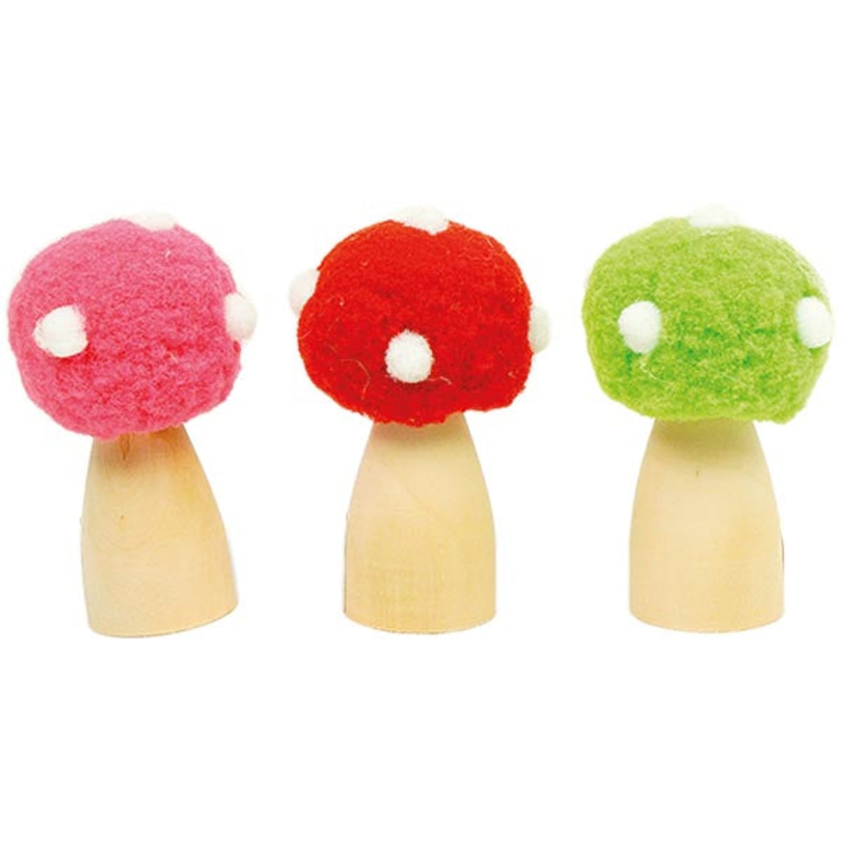 Champignon aux couleurs magnifiques, fabriqué en bois et recouvert de tissu doux