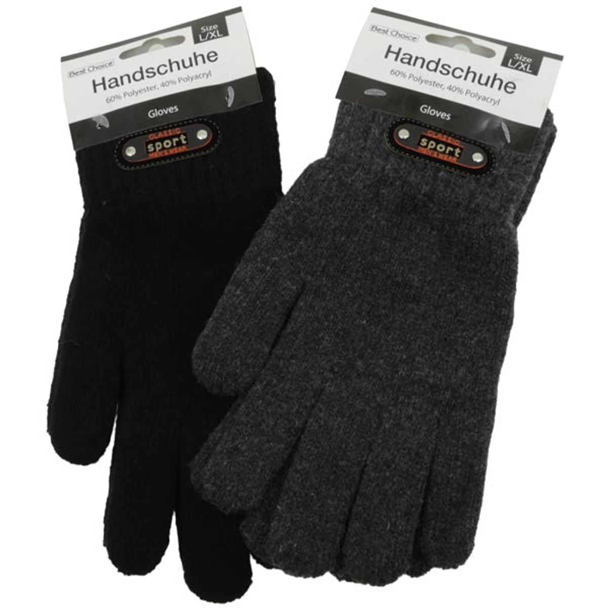 Gants, taille unique L/XL, noirs et gris