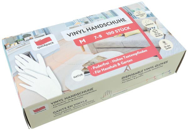 Gants jetables en vinyle, boîte de 100, taille M, extra fins