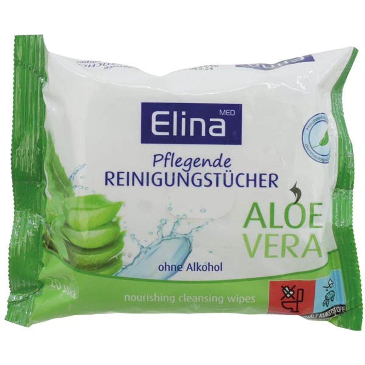 Lingettes pour bébé Elina à l'aloe vera, paquet de 20, 20 x 21 cm