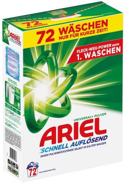 Lessive en poudre Ariel 72 WL 3,96 kg, format régulier
