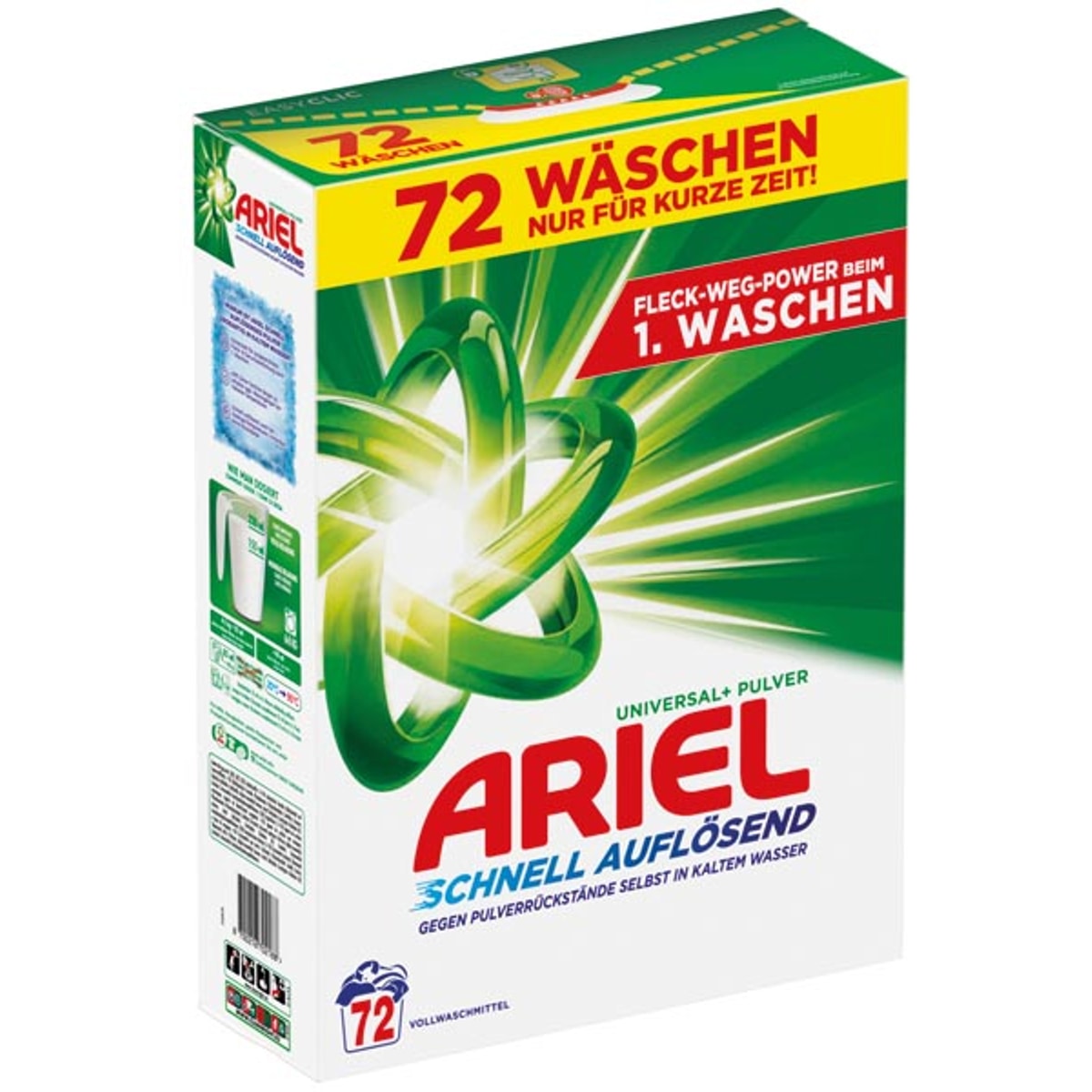 Lessive en poudre Ariel 72 WL 3,96 kg, format régulier