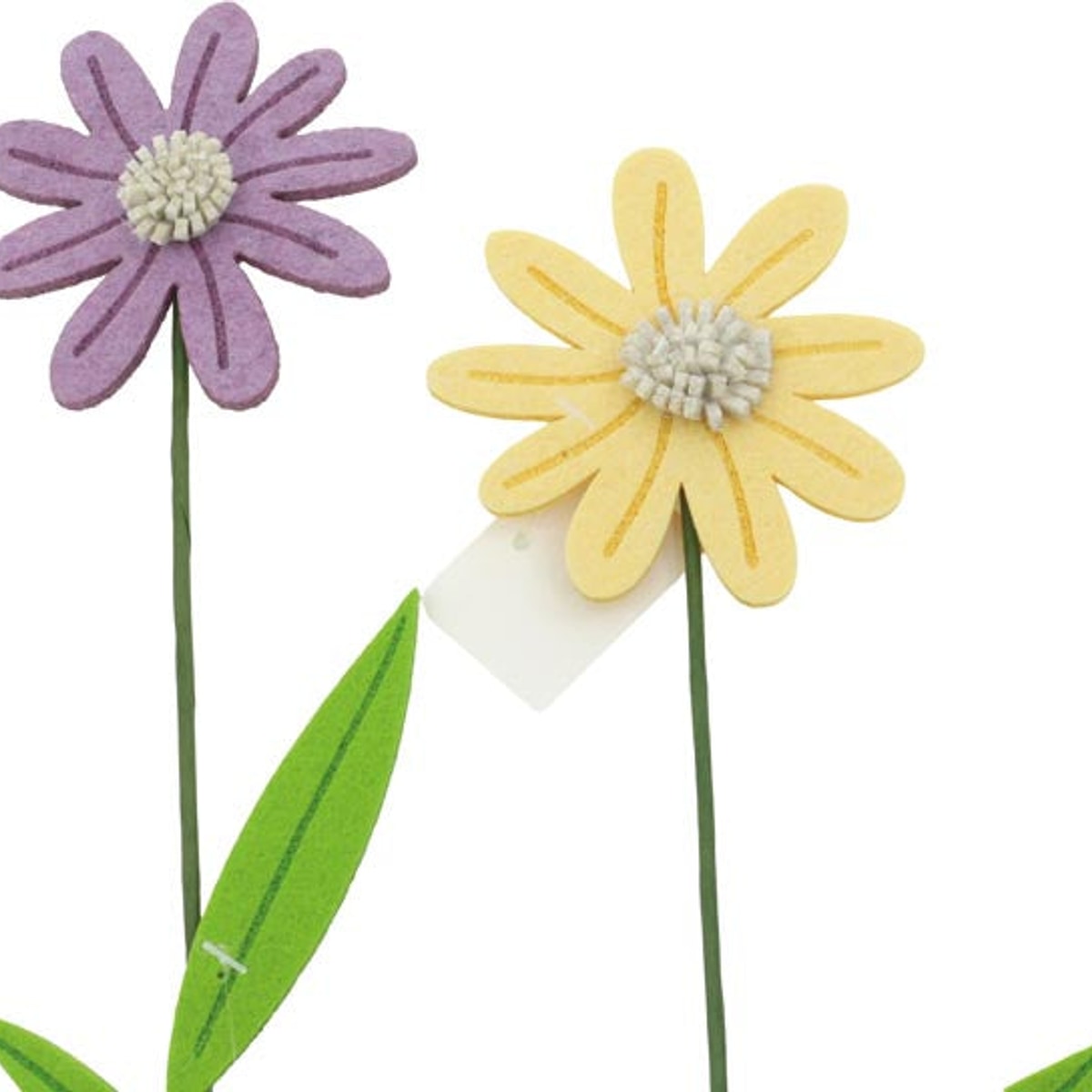 Fleur en feutrine 34 x 8 cm, avec bâtonnet en bois – décorée