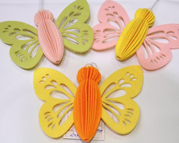 Papillon décoratif en feutrine, corps en forme d'éventail, 14 cm