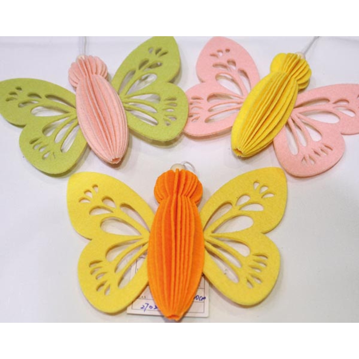 Papillon décoratif en feutrine, corps en forme d'éventail, 14 cm