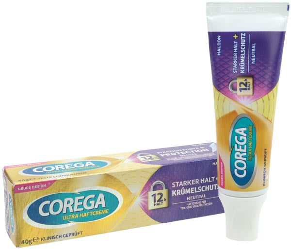 Crème adhésive pour prothèses dentaires Corega Ultra 40 ml, sans saveur