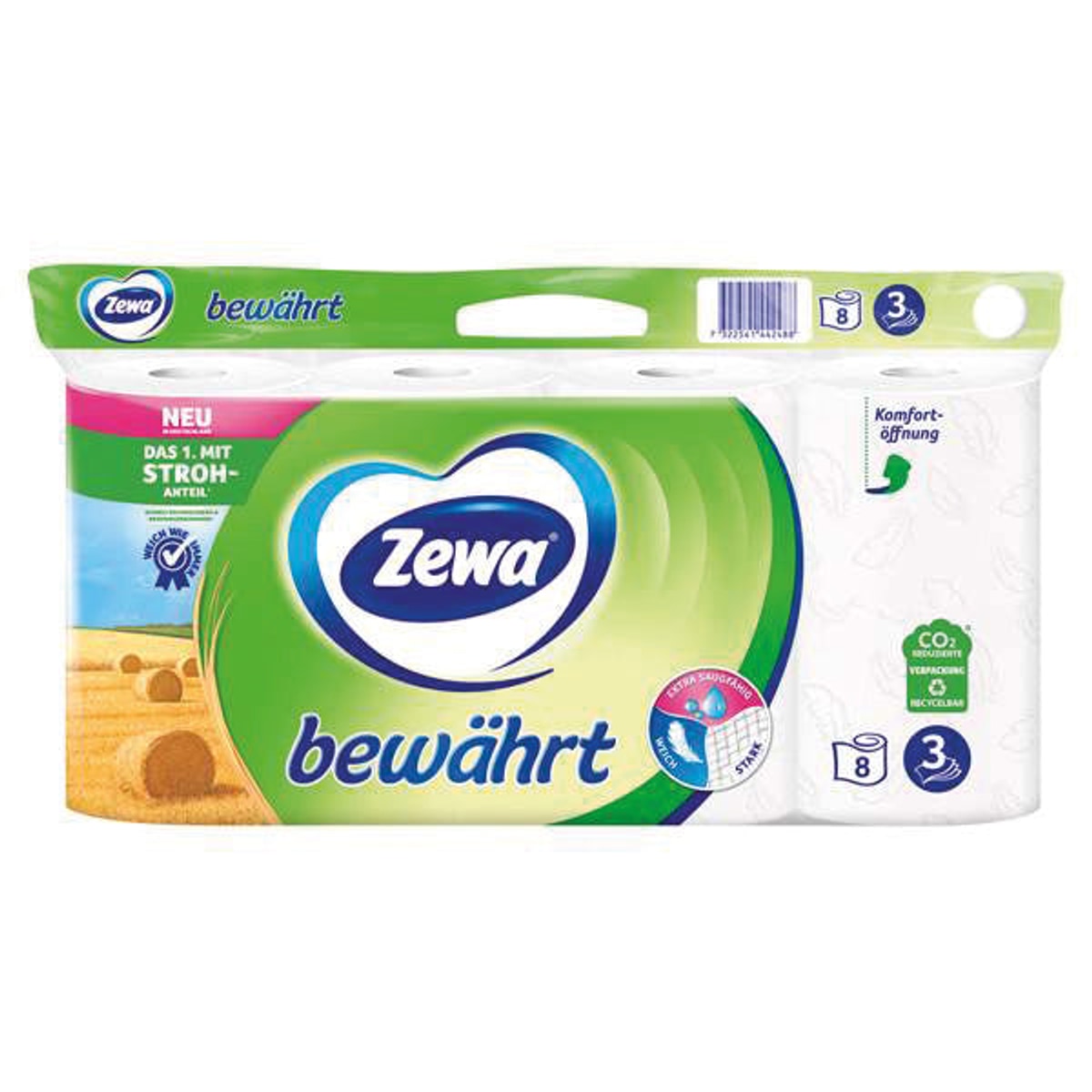 Papier toilette Zewa 3 plis, paquet de 8 x 150 feuilles