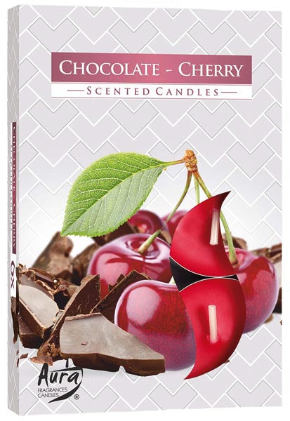 Bougies chauffe-plat parfumées, paquet de 6, chocolat-cerise