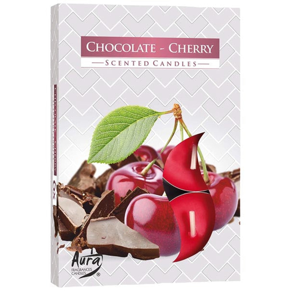 Bougies chauffe-plat parfumées, paquet de 6, chocolat-cerise