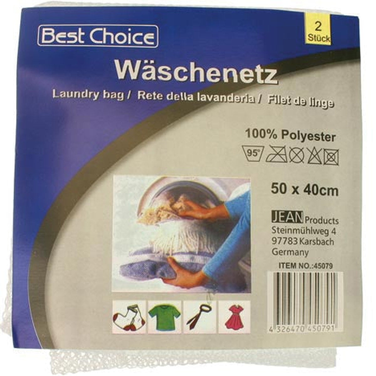 Lot de 2 filets à linge XL 50x40cm avec fermeture éclair