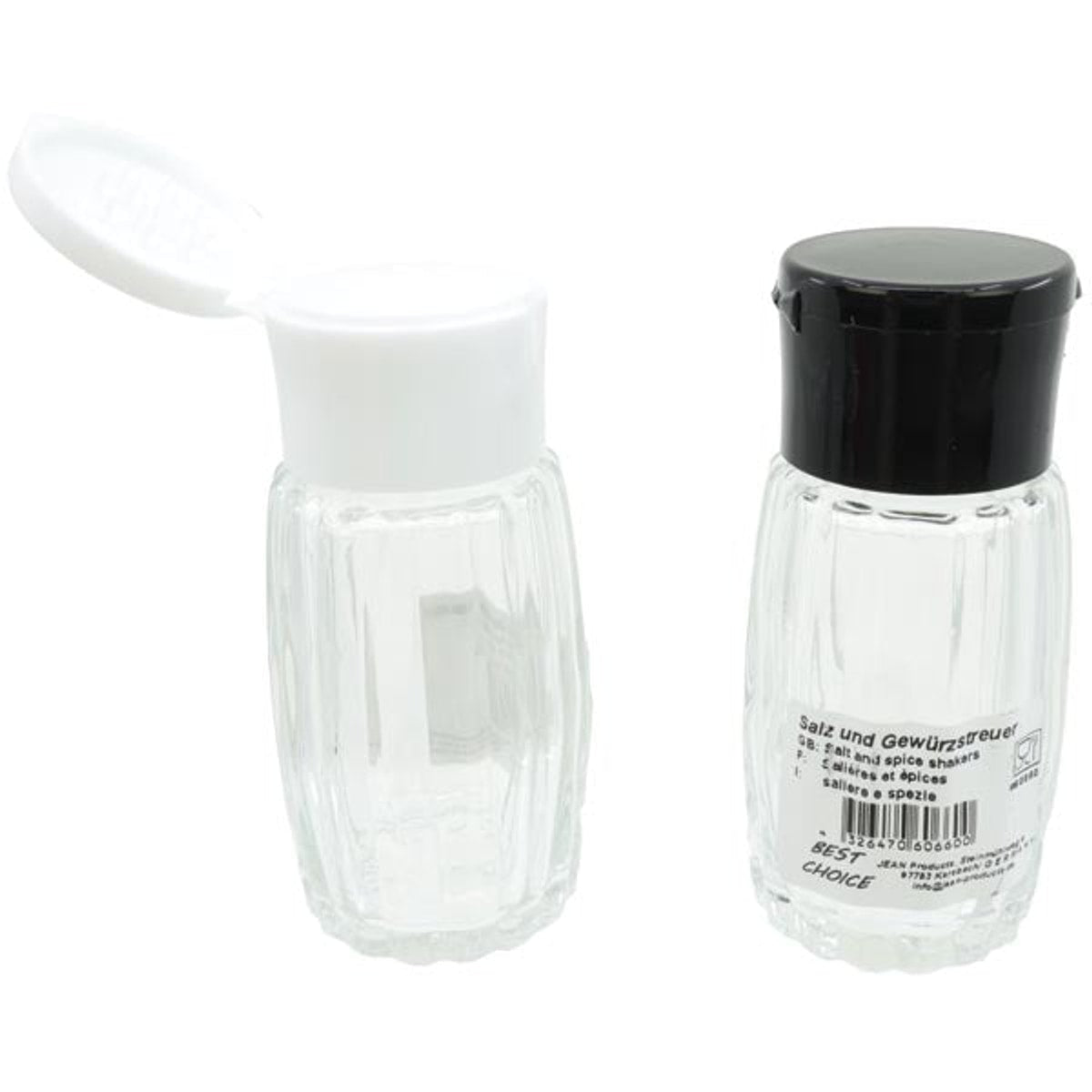 Salière et épicière avec couvercle, 8 cm, en verre