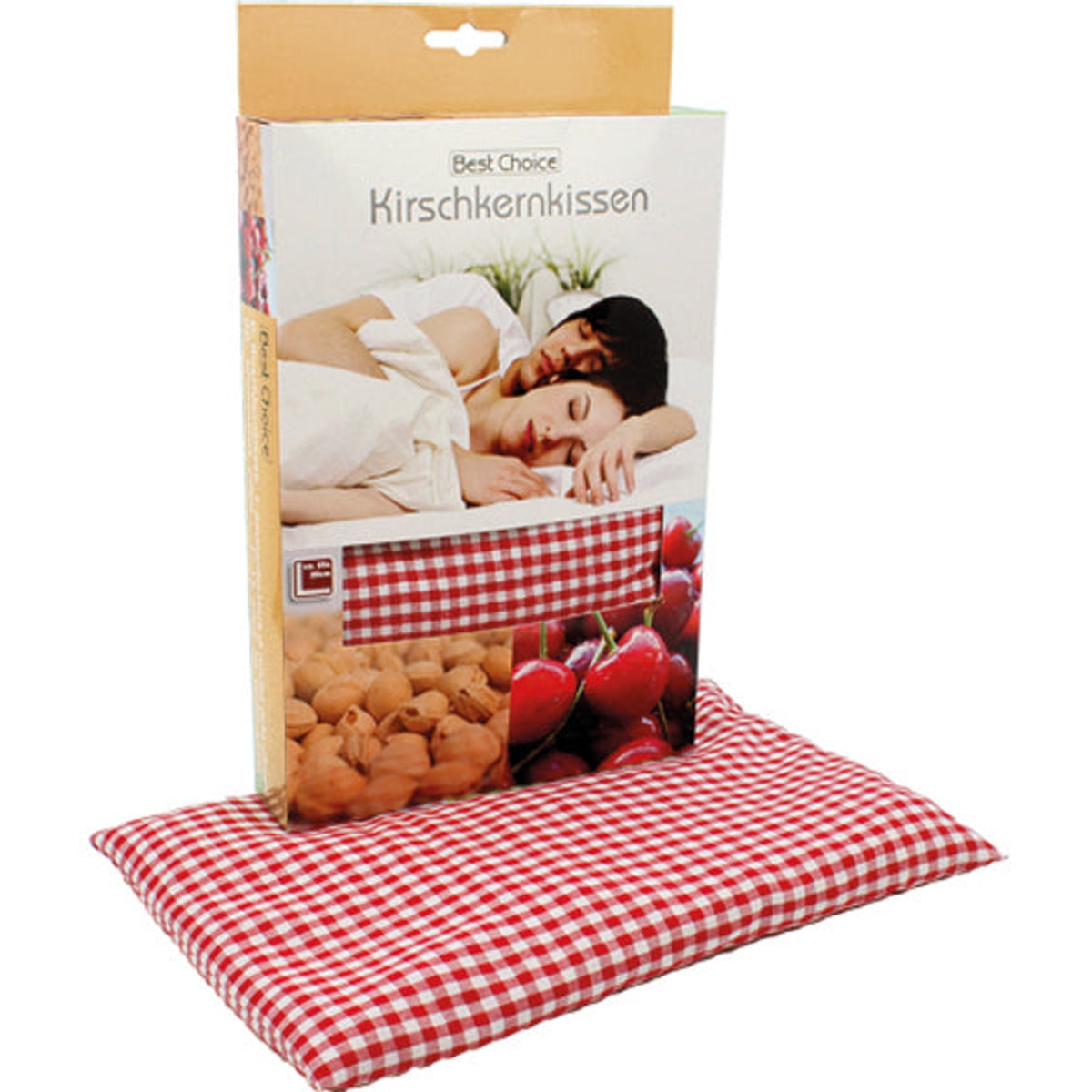 Sachet chauffant à base de noyaux de cerises 20x30cm dans une boîte colorée