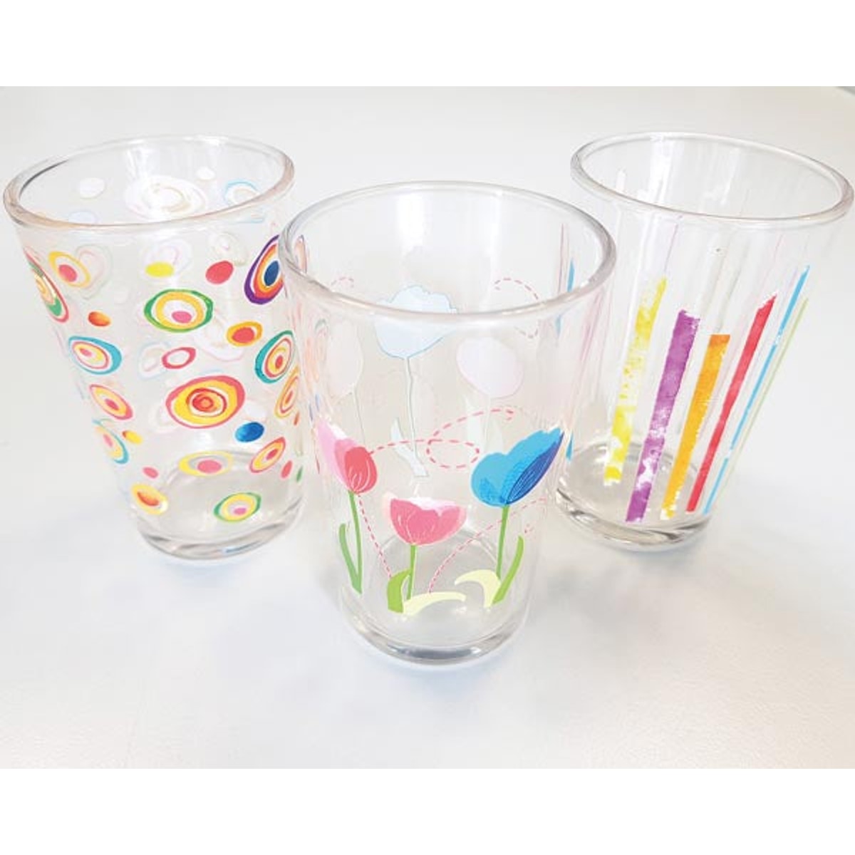 Verre à boire en verre avec de superbes motifs, 200 ml, triple