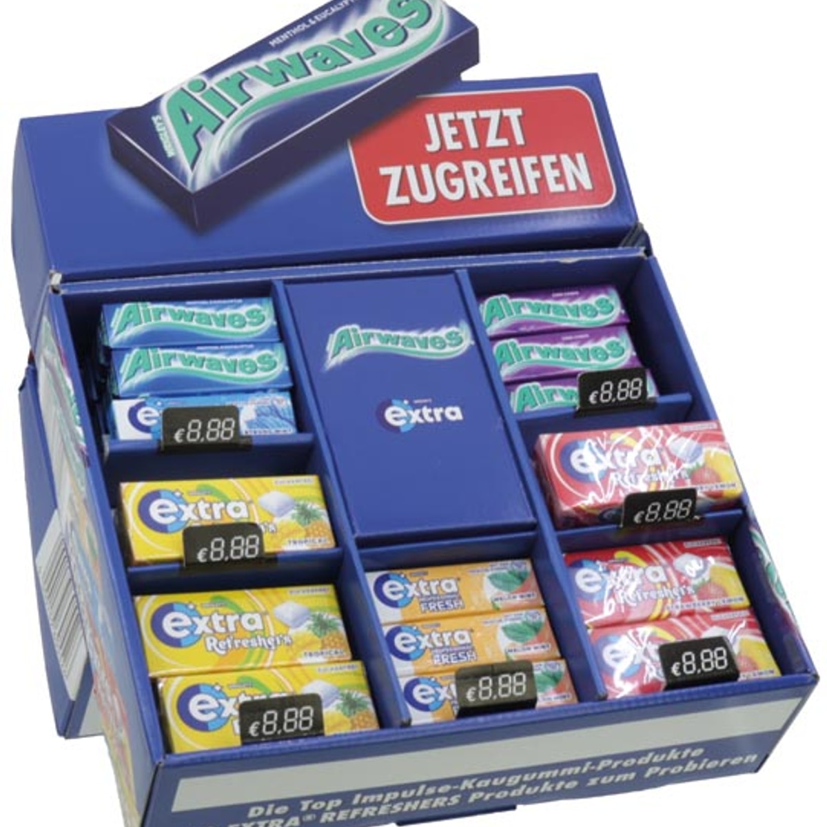 Chewing-gums Wrigley's, 42 pièces, 6 saveurs assorties.
