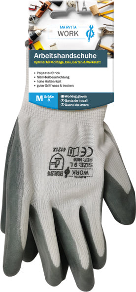 Gants de travail en polyester/nitrile, tailles M à XL