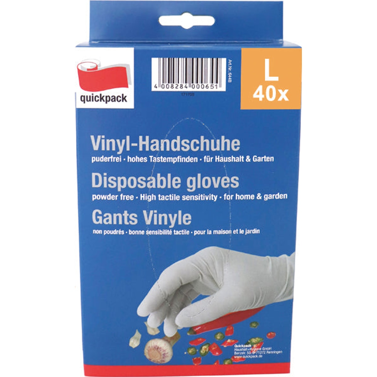 Gants jetables en vinyle, paquet de 40, taille L, extra fins