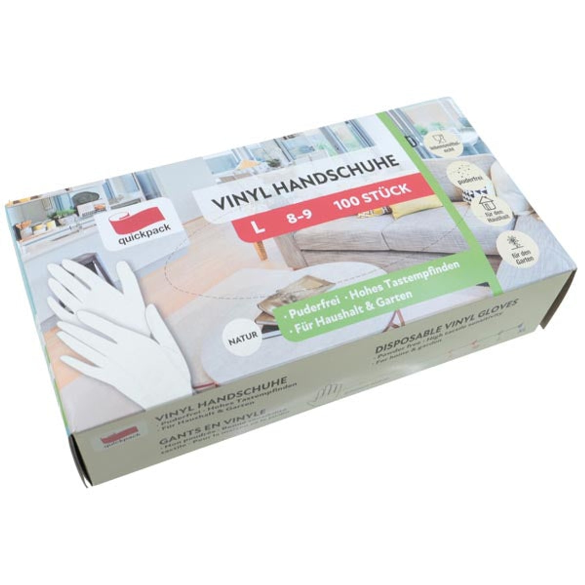 Gants jetables en vinyle, boîte de 100, taille L, extra fins