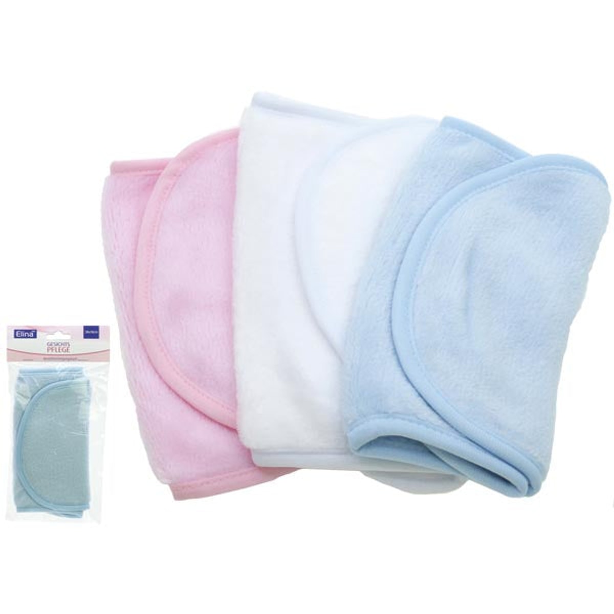 Lingettes nettoyantes visage Elina 38x18cm 3 couleurs assorties