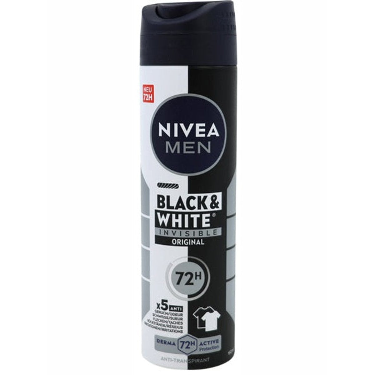 Déodorant spray Nivea pour homme 150 ml Invisible Noir et Blanc