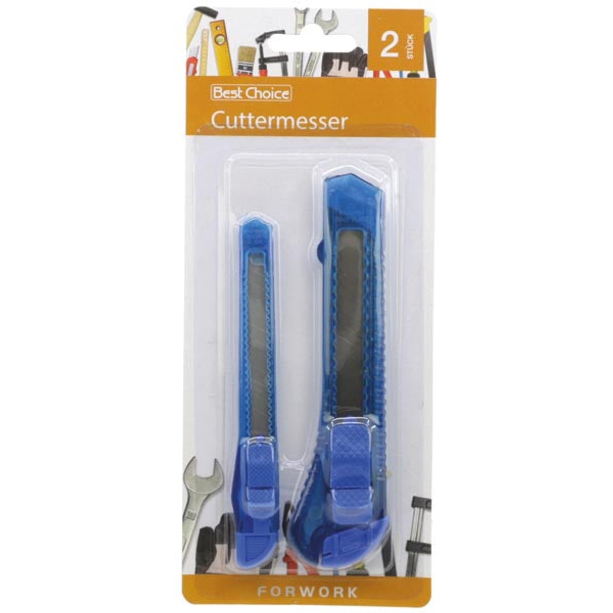 Ensemble de couteaux Cutter, 2 pièces, 12,5 cm + 14,8 cm, bleu, sur