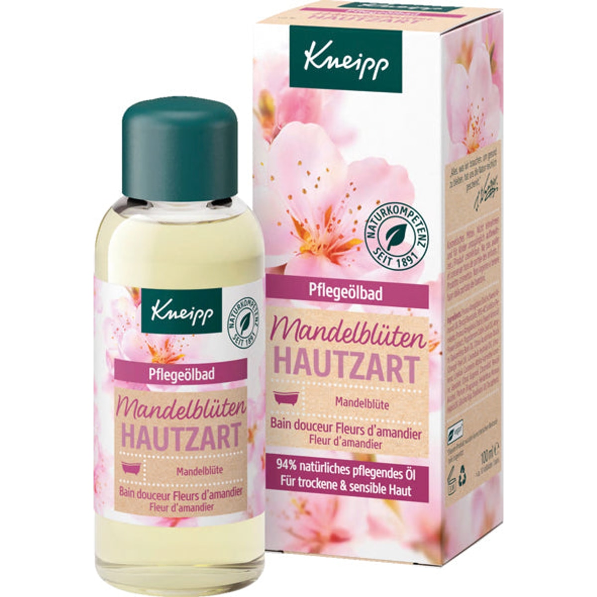 Huile de bain Kneipp Care 100 ml Fleur d'amandier adoucissante pour la peau