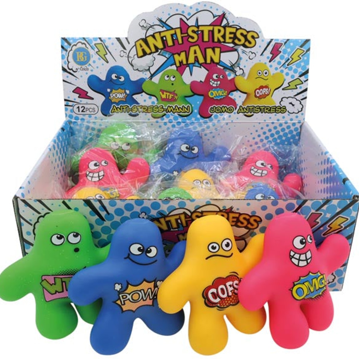 Figurine anti-stress à visage amusant, 12 cm, 5 couleurs assorties
