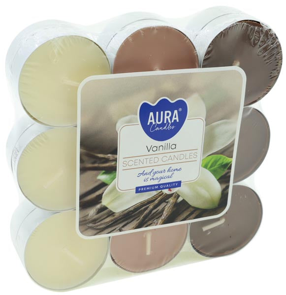 Bougies chauffe-plat parfumées à la vanille, 18 pièces par boîte