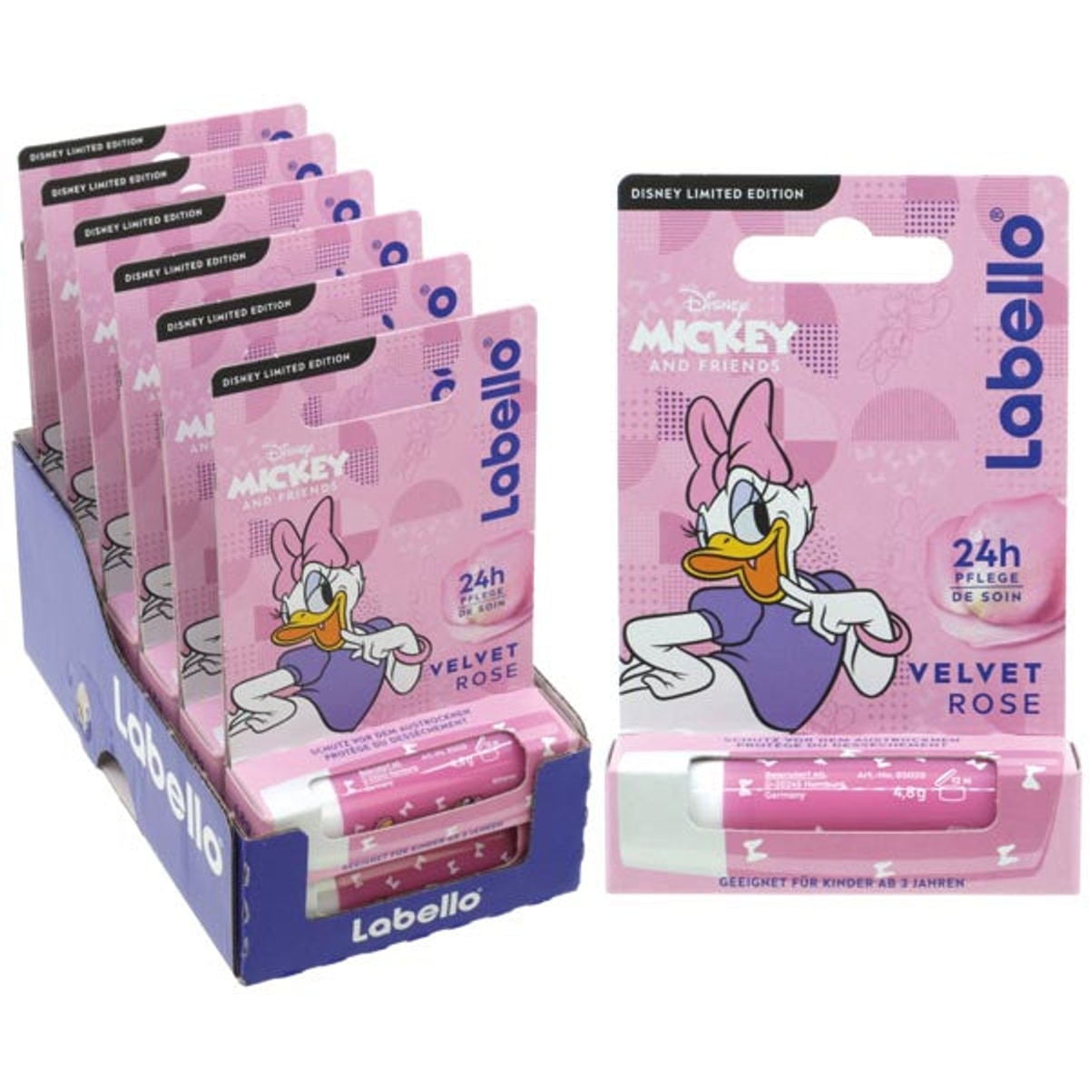 Baume à lèvres Labello. Velvet Rose Daisy Duck 4,8 g
