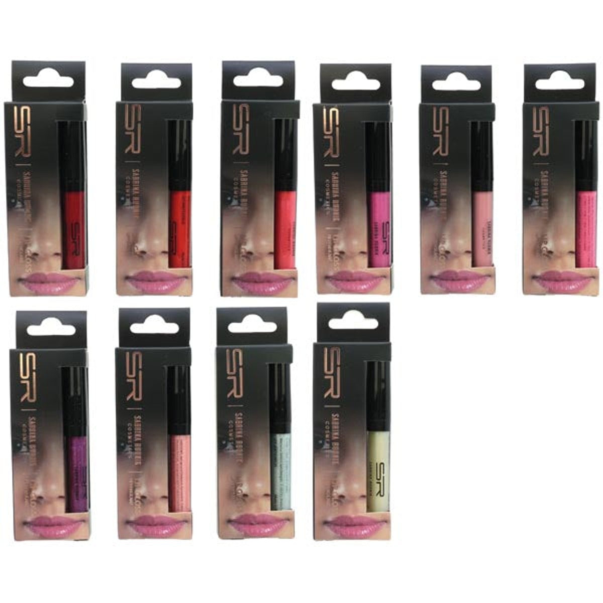 Gloss à lèvres cosmétique, 10 couleurs assorties, environ 3 g