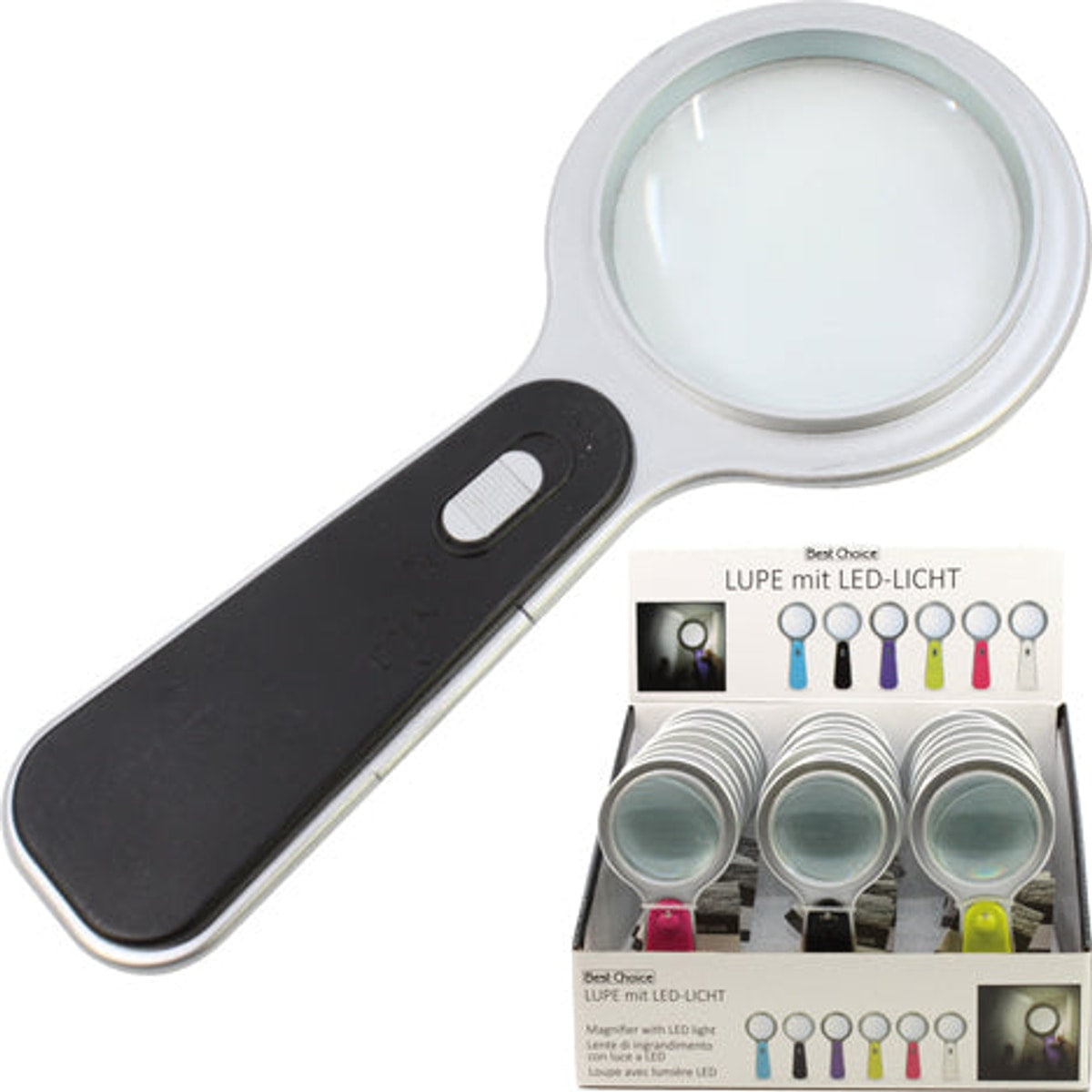 Loupe LED, affichage multicolore, 15 x 6,5 cm