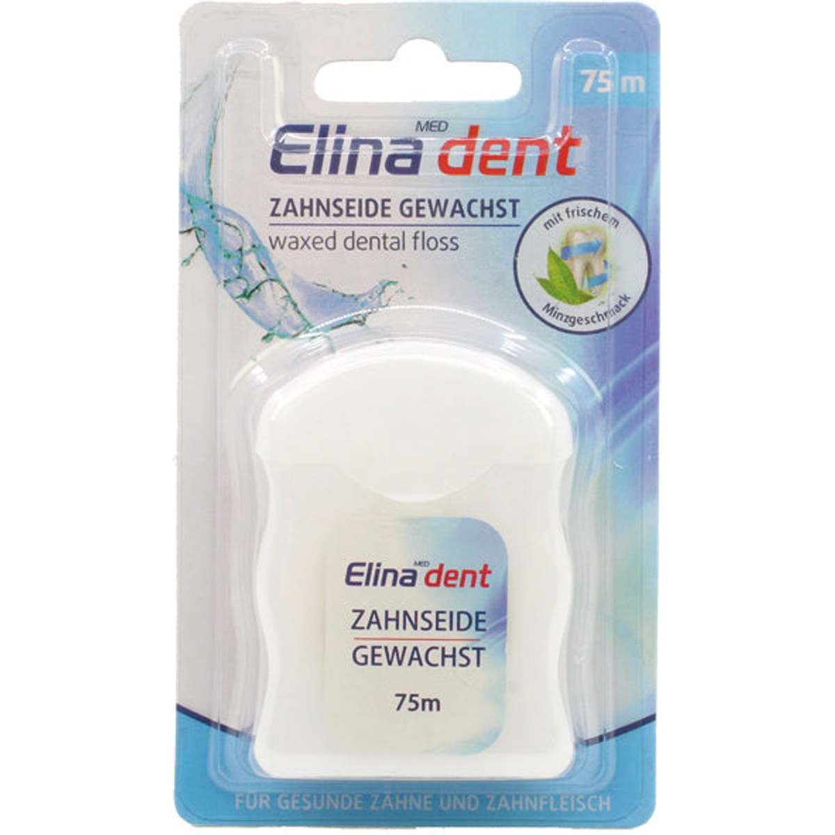 Fil dentaire ciré Elina Dent 75 m, saveur menthe