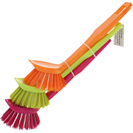 Lot de 3 brosses à vaisselle, 18 x 3,5 cm, couleurs tendance assorties