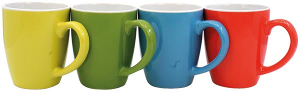 Mug à café, forme bulbeuse, 350 ml, couleurs assorties.