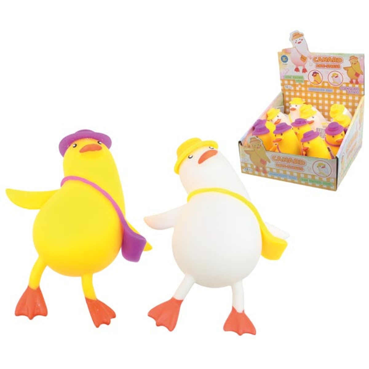 Canards en caoutchouc XL, design amusant, 14 x 12 cm, 2 couleurs assorties présentées
