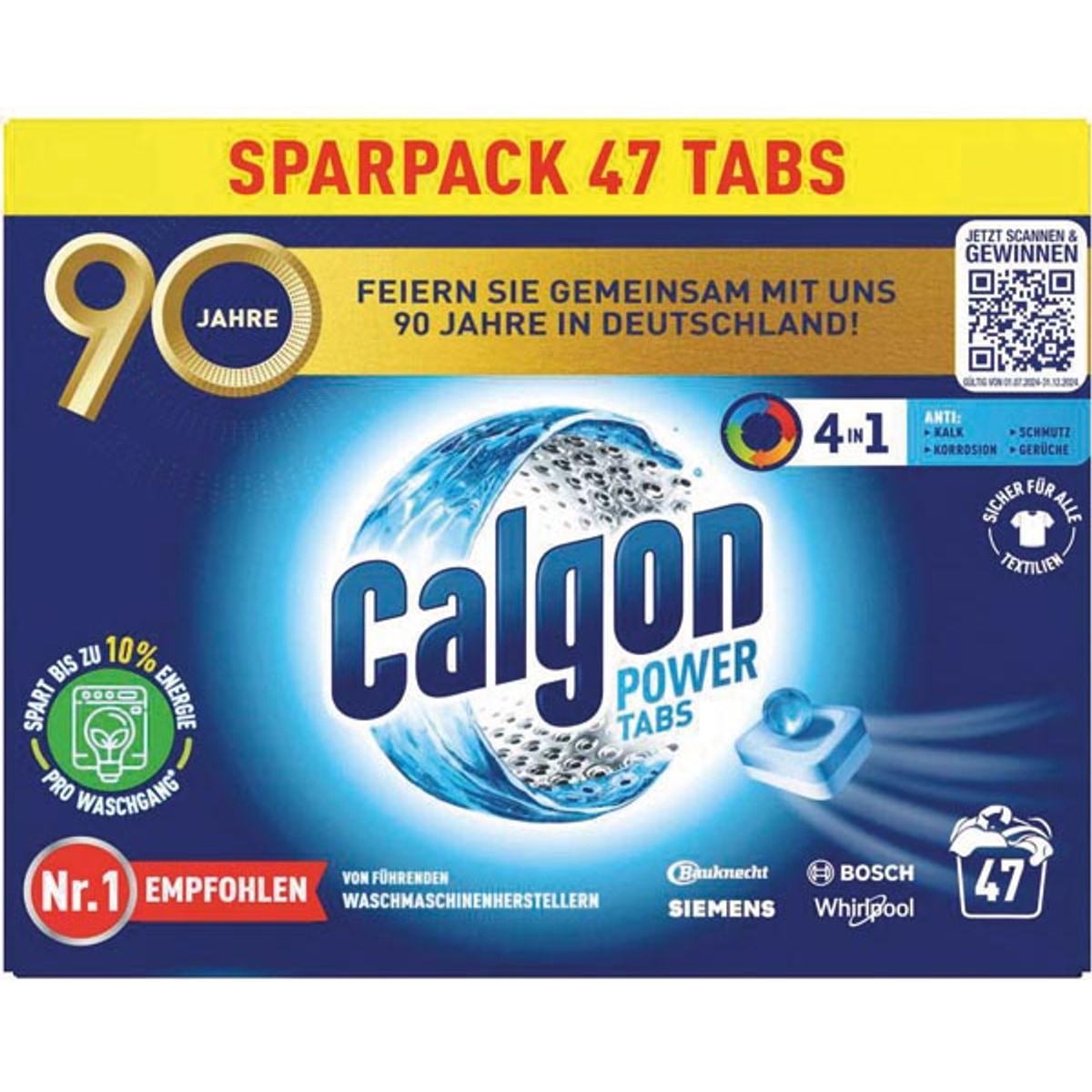 Calgon 4 en 1 Power Tabs 47 pièces Adoucisseur d'eau