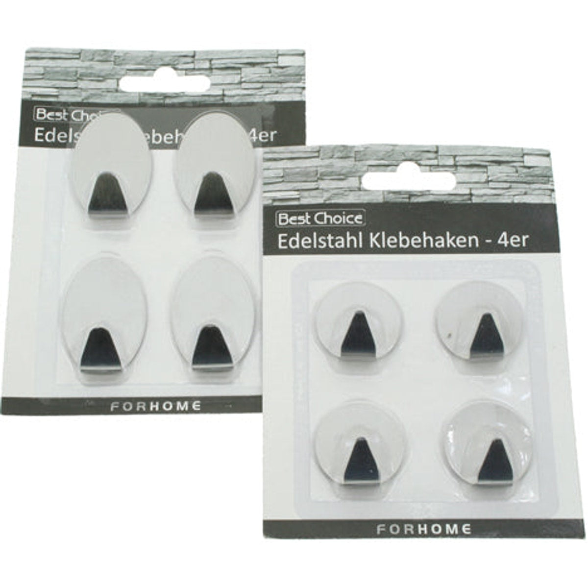 Crochets auto-adhésifs en acier inoxydable, lot de 4, tailles assorties : 5 + 3,5 cm