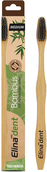 Brosse à dents Elina en bambou, format moyen, avec poils en carbone
