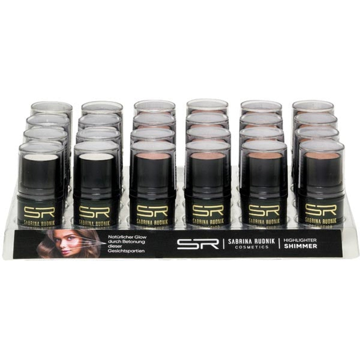 Stylo illuminateur cosmétique, présentoir de 24 pièces, 3 couleurs assorties