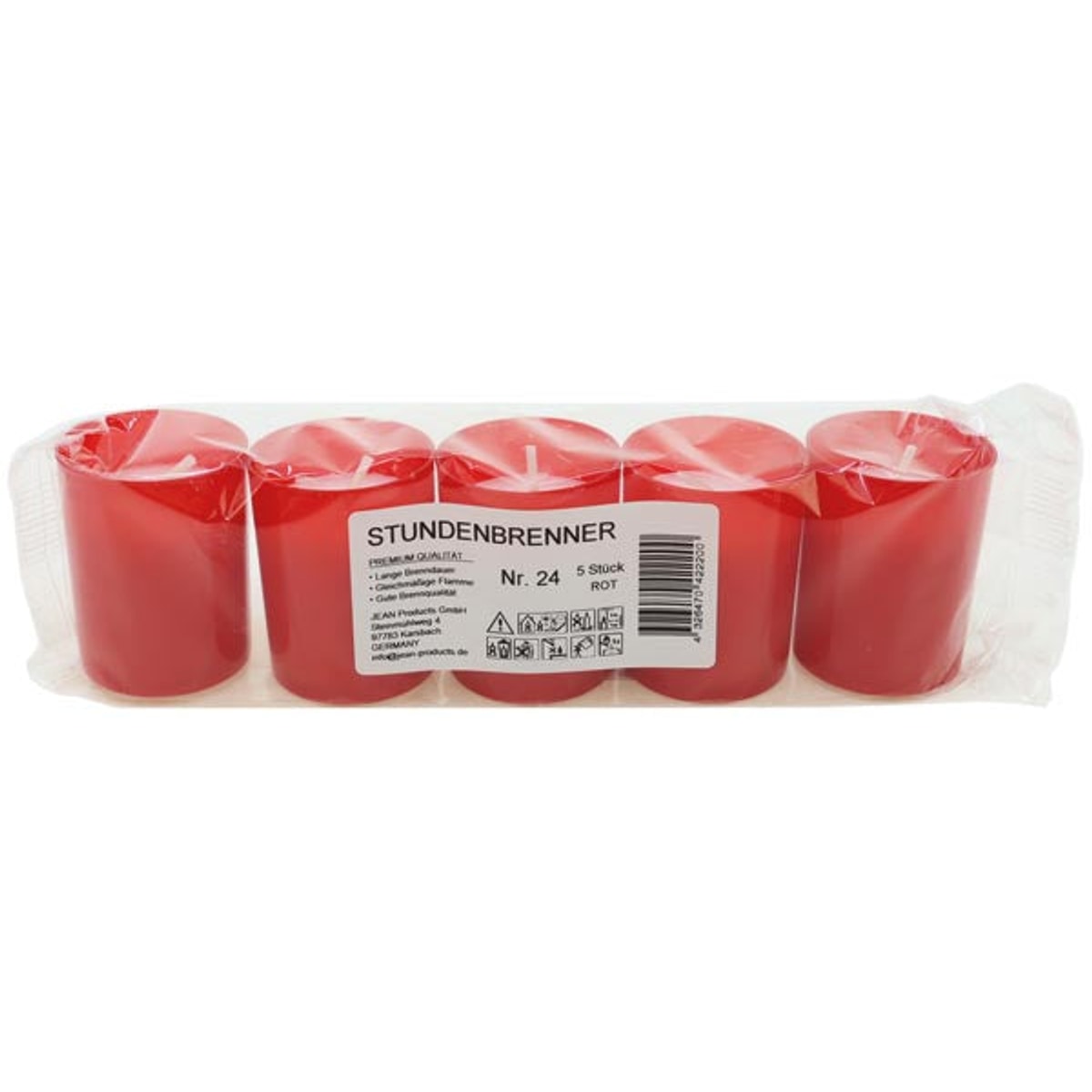 Brûleur de lumière funéraire n° 24 rouge, 5 pièces
