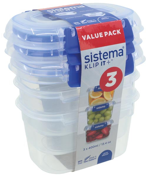 Système KLIP IT+ Ensemble de 3 boîtes de conservation alimentaire de 400 ml